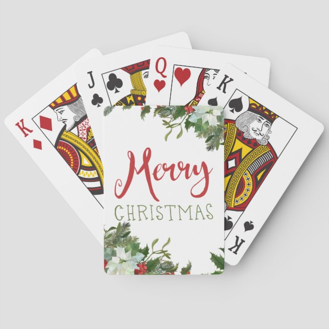 Merry Christmas greenery  Poker Cards (Back)