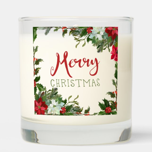 Merry Christmas greenery  Scented Candle (Front)