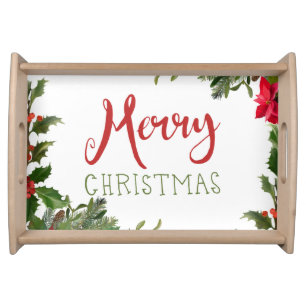 Merry Christmas greenery Serving Tray