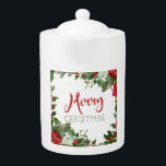 Merry Christmas greenery  Teapot<br><div class="desc">classic</div>