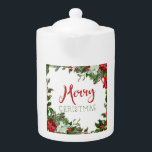 Merry Christmas greenery  Teapot<br><div class="desc">classic</div>