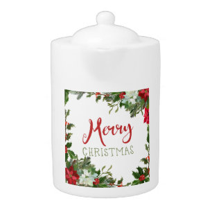 Merry Christmas greenery Teapot