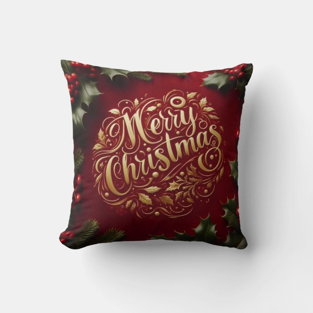 Merry Christmas greenery  Throw Pillow (Front)