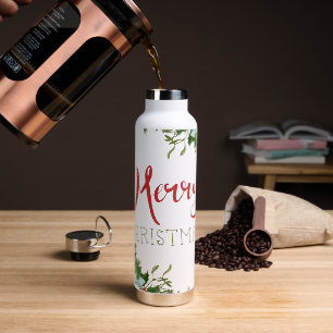 Merry Christmas greenery  Water Bottle