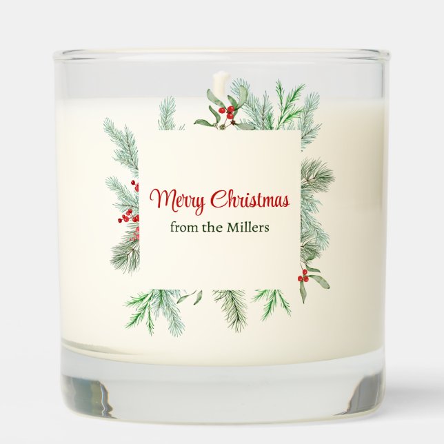 Merry Christmas Greenery Wreath Xmas Scented Candle (Front)