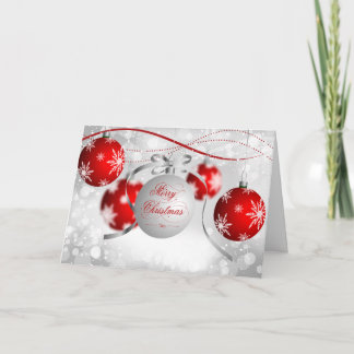 Merry Christmas Greeting Card - Red & White