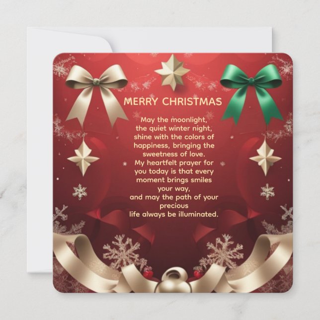 Merry Christmas Greeting Card with Festive Ribbons (Front)