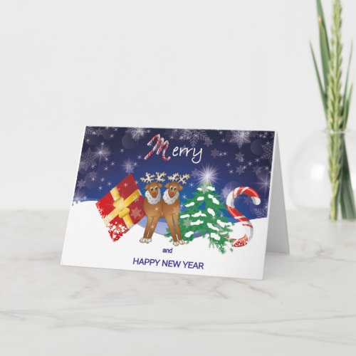 Merry Christmas Greeting cards with reindeers
