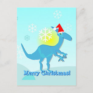 Merry Christmas Greeting Dinosaur Postcard