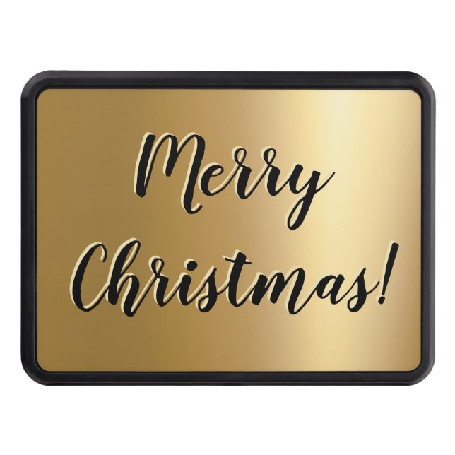 Merry Christmas Greeting Faux Gold Festive Script Hitch Cover (Front)