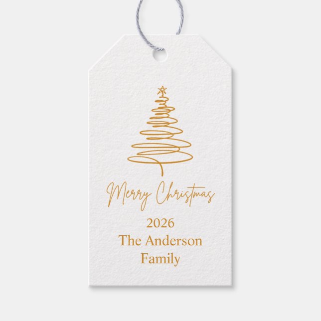 Merry Christmas Greeting Gold  Gift Tags (Front)