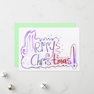 Merry Christmas greeting hand lettering Holiday Card