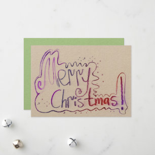 Merry Christmas greeting hand lettering Holiday Card