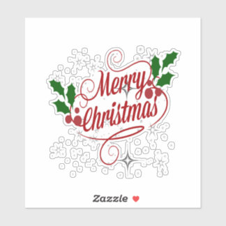 Merry Christmas greeting in festive holiday colors Sticker