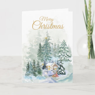 Merry Christmas Greeting | Minimal | Watercolor Holiday Card