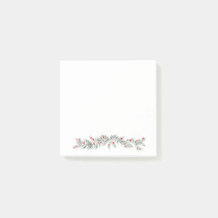 Merry Christmas greeting mistletoe and pine wreath Post-it Notes