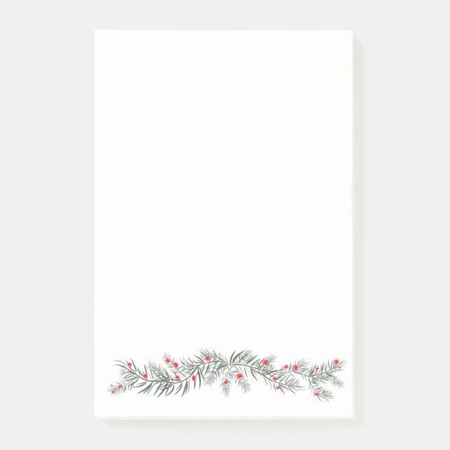 Merry Christmas greeting mistletoe and pine wreath Post-it Notes (Front)