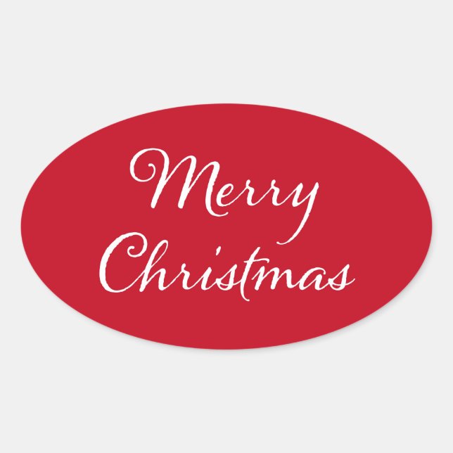 Merry Christmas Greeting Oval Sticker (Front)