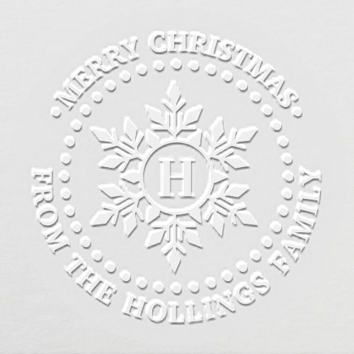 Merry Christmas Greeting Snowflake Name Initial Embosser