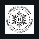 Merry Christmas Greeting Snowflake Name Initial Self-inking Stamp<br><div class="desc">Festive Merry Christmas Greeting Snowflake Name Single Initial =========</div>