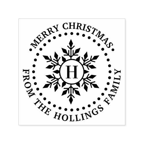 Merry Christmas Greeting Snowflake Name Initial Self_inking Stamp