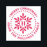 Merry Christmas Greeting Snowflake Name Initial Self-inking Stamp<br><div class="desc">Festive Merry Christmas Greeting Snowflake Name Single Initial Design =========</div>
