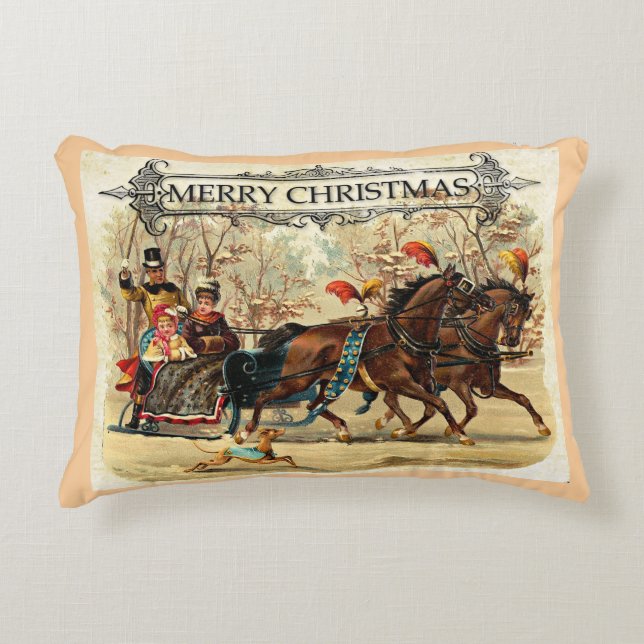 Merry Christmas Greetings Accent Pillow (Front)