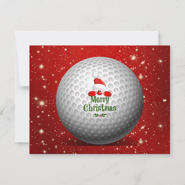 Merry Christmas greetings from Golfing Santa Holiday Card (Front)