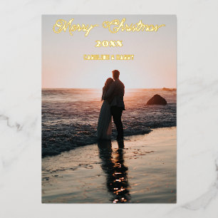 Merry Christmas Greetings from Happy Couple Foil Invitation