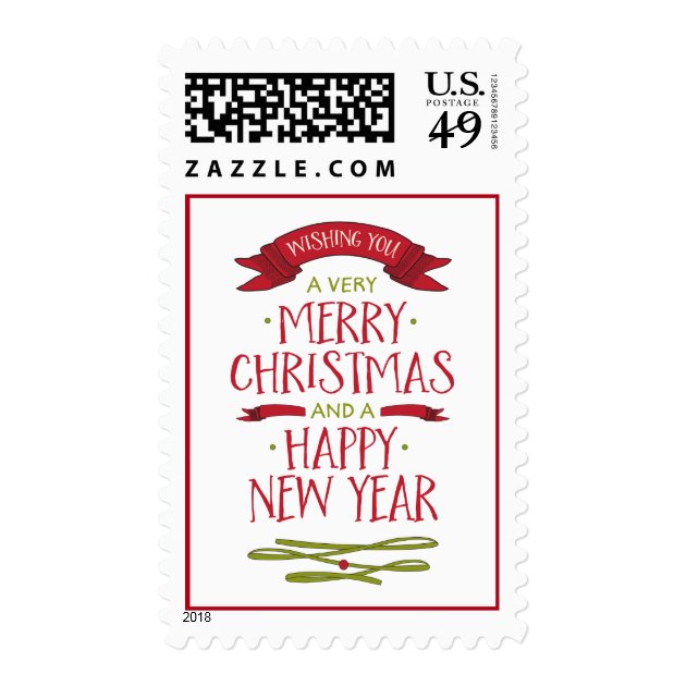 Merry Christmas Greetings & Happy New Year Postage