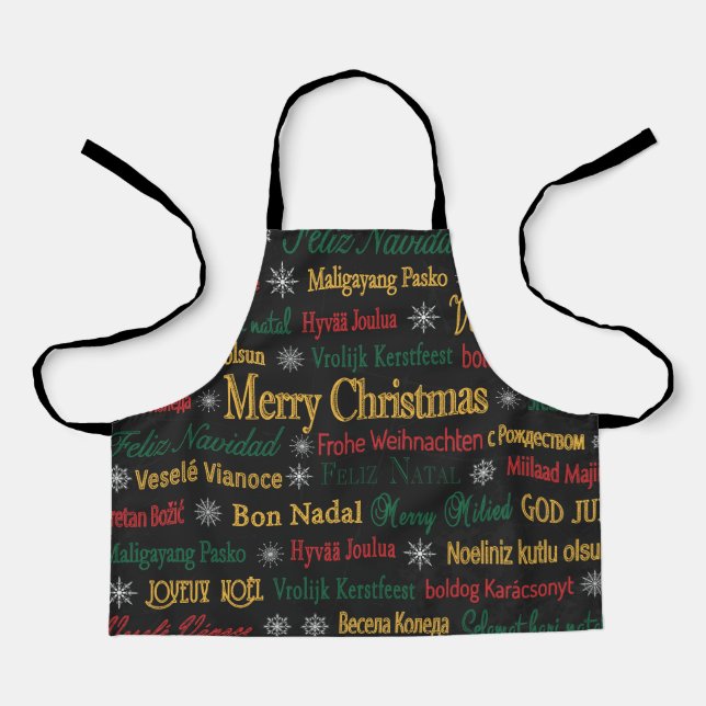 Merry Christmas Greetings in Different Language |  Apron (Front)