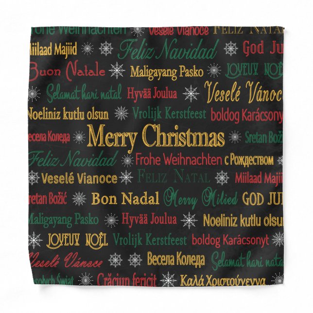 Merry Christmas Greetings in Different Language |  Bandana (Front)