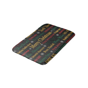 Merry Christmas Greetings in Different Language Bath Mat