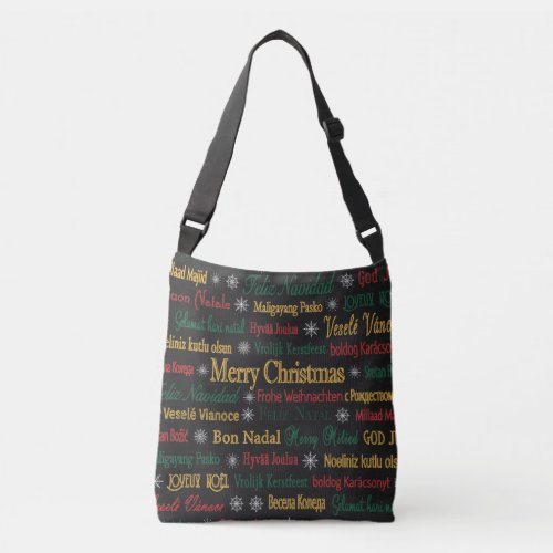 Merry Christmas Greetings in Different Language   Crossbody Bag