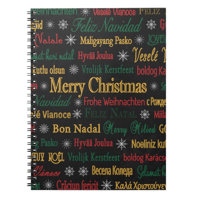 Merry Christmas Greetings in Different Language |  Notebook (Front)