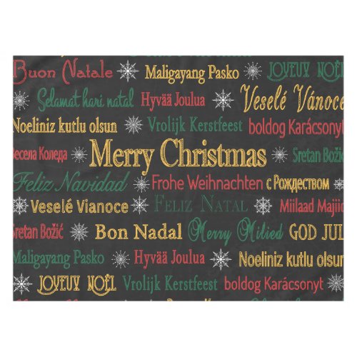 Merry Christmas Greetings in Different Language   Tablecloth