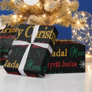 Merry Christmas Greetings in Different Language Wrapping Paper