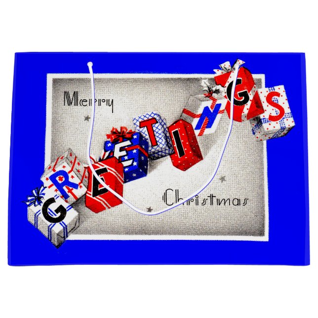 Merry Christmas Greetings Large Gift Bag (Front)