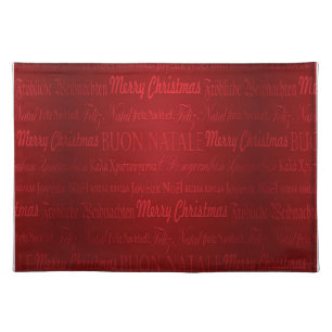 Merry Christmas Greetings Multi-Lang Red Placemat