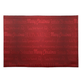 Merry Christmas Greetings Multi-Lang Red Placemat