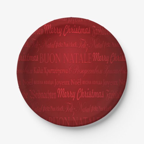 Merry Christmas Greetings Multi_Lang Red Plates