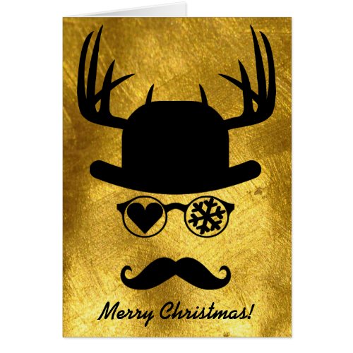 Merry Christmas Greetings Mustache Snow Star