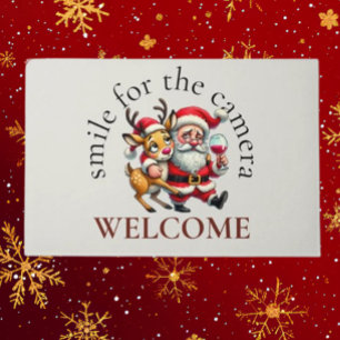 Merry Christmas Greetings Santa Doormat