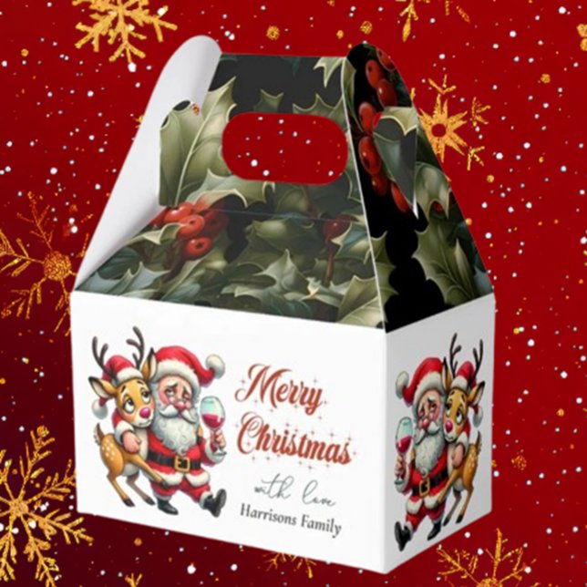 Merry Christmas Greetings Santa Favor Boxes (Spread joy this holiday season with Brett Designs' Merry Christmas Greetings Santa Favor Boxes. )