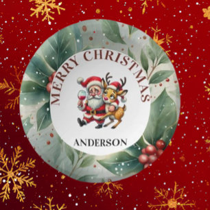 Merry Christmas Greetings Santa Paper Bowls