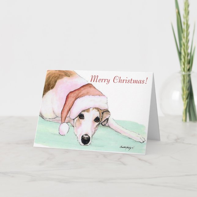 Merry Christmas! Greyhound Art Christmas Card (Front)