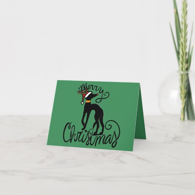 Merry Christmas Greyhound Card (Front)