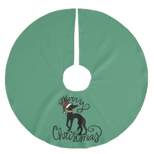Merry Christmas Greyhound Reindeer Brushed Polyester Tree Skirt