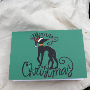Merry Christmas Greyhound Reindeer Card
