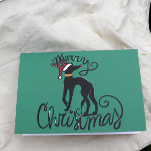 Merry Christmas Greyhound Reindeer  Card